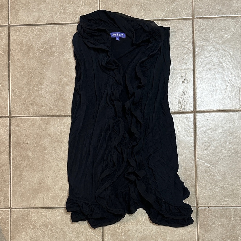 Vivienne Tam Black Ruffled Cardigan